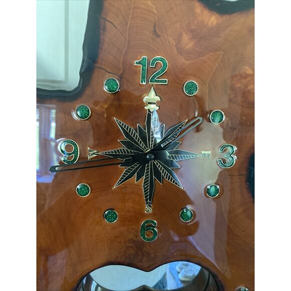 Vintage Wood Log Slice Tree Trunk Slab Bark Wall Clock LARGE 30" X 21" X 4" Inch - Picture 3 of 12